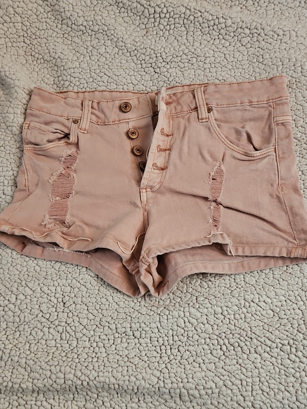 Women's Distressed Button-up Dusty Pink Shorts - Size 5